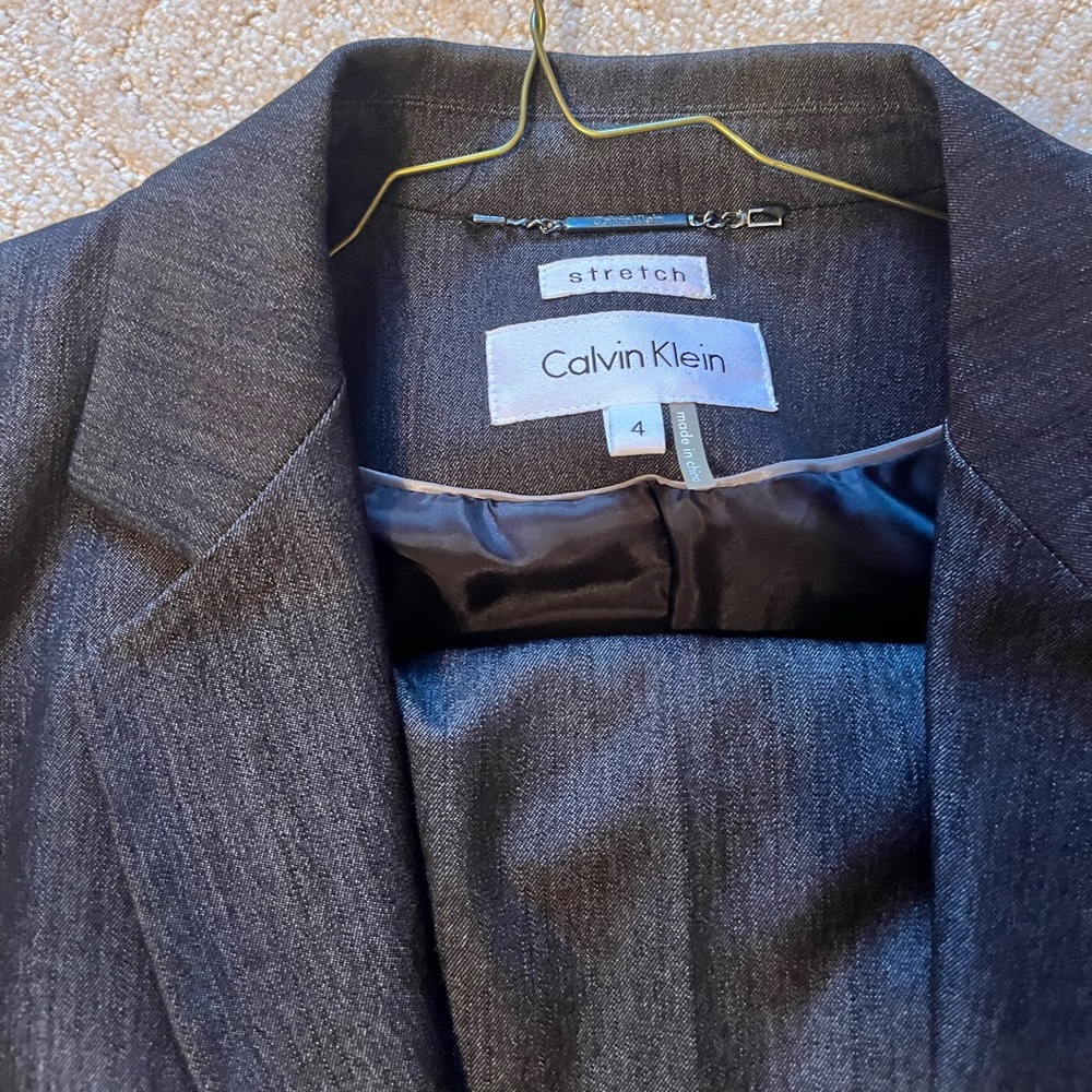 Calvin Klein Stretch Blazer and Pant set in Dark Charcoal Gray